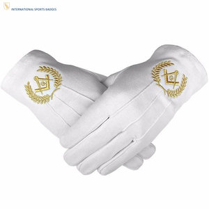 Gants blancs de cérémonie maçonnique sur mesure, tissu de haute qualité, avec service OEM et faible MOQ, fourniture directe d'usine - Product Image 1