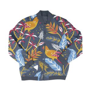 Chaqueta Bomber para Hombre, Talla Grande, Estampado Geométrico, Cierre de Cremallera, Estilo Casual para Otoño, Manga Regular, Cuello Camisero, 100% Poliéster - Product Image 5