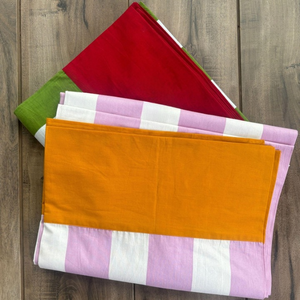 Striped Rectangular <b>Tablecloth</b> Peach & White Dining Table Cover for Home Decor 2 Colors Table Cover Linen Set - Product Image 5