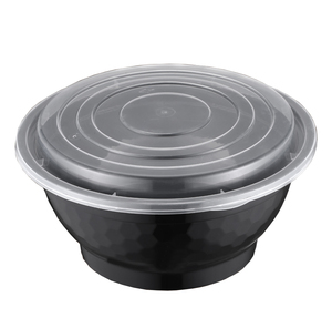 Boîte à lunch jetable sans BPA en PP avec couvercle noir, récipient micro-ondable, pour restaurant, plats à emporter, bol à nouilles 42 oz, lot de 120 Tiya - Product Image 1