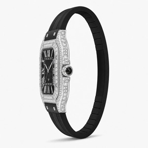 Luxury Women's Stainless Steel <b>Diamond</b> <b>Watch</b> Rectangle Case Analog Quartz Rubber Band - Product Image 5