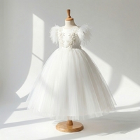 Tutupetti Luxuriöses Feder-Prinzessinnen-Ballkleid Hochzeitskleid für Mädchen Premium Tüllstoff Atmungsaktiv Leichtgewichtig Voluminöse Silhouette