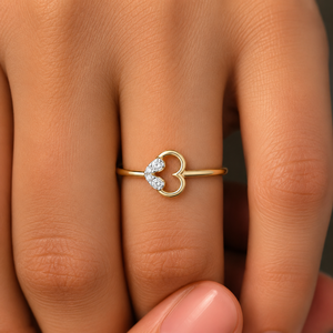 แหวนเพชรทรงกลมเจียระไนแบบบริลเลียนท์ รูปหัวใจ  ทองคำแท้ 14K 18K คุณภาพ DEF VVS แหวนสัญญาสุดโรแมนติก เครื่องประดับชั้นดี ขายส่ง - Product Image 2