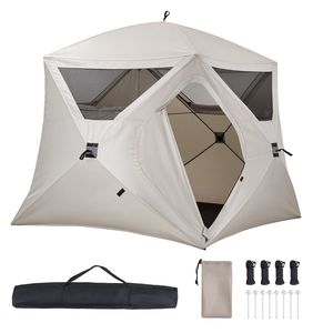 4 Person Portable Cabin Hub Tent Automatic Pop-up Instant Cabin Tent with Large Mesh Windows Easy 60 Second Setup for <b>Camping</b> - Product Image 1