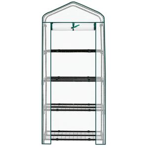 Serra Portatile a 4 Livelli 69x48x15 cm con Copertura in PE e Porta con Cerniera a Rullo, Impermeabile per Giardino e Cortile - Product Image 6