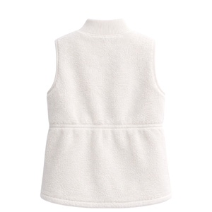 Custom <b>Women's</b> Off White Sherpa <b>Fleece</b> Vest Ribbed Collar Utility Pocket Full Zip Sleeveless Outerwear Warm <b>Gilet</b> Wholesale OEM - Product Image 4