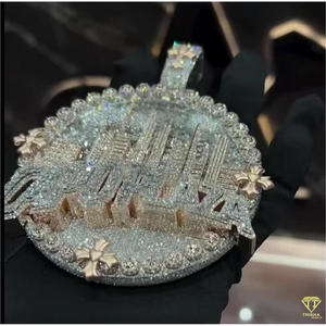Collier pendentif hip-hop personnalisé plaqué rhodium avec finition haute brillance de laboratoire, cadeau - Product Image 5