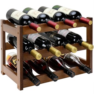 Porte-vin rectangulaire géométrique en teck en gros - Pièce d'art moderne faite à la main et écologique à bas prix - Product Image 5