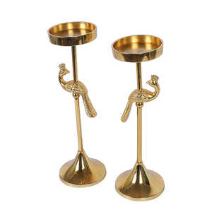 Handcrafted Gold Plated Aluminum <b>Tea</b> <b>Light</b> <b>Holder</b> Peacock Design Heat Resistant Tabletop Home Wedding Christmas Decoration - Product Image 1