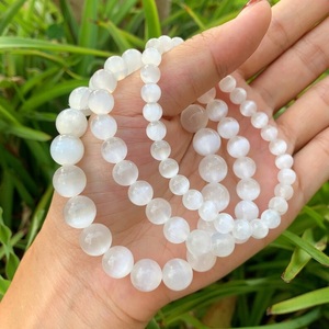 Chakralume Natural White Selenite <b>Beaded</b> <b>Bracelet</b> Unisex Gift for Healing Reiki Energy Jewelry 8mm - Product Image 3