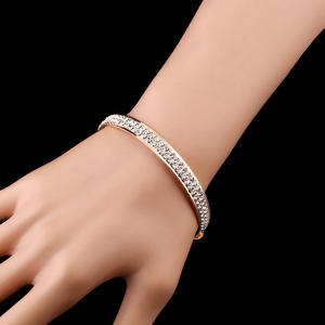 Luxury 925 <b>Silver</b> Gold Plated Moissanite Hip Hop <b>Cross</b> Pattern Cuff <b>Bracelet</b> Brilliant Cut Claw Setting Unisex Everyday Wear - Product Image 2