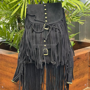 Usine En Gros Femmes Voyage Sac À Dos En Cuir De Vachette Daim Grand Frange Sacs À Dos Classique Boho Western Cordon Sacs À Dos - Product Image 3