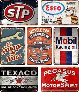 Juego de Letreros Metálicos Retro para Pared, Estilo Art Deco, Vintage, con Diseño de Marcas de Gasolina y Petróleo, Decoración Rústica para Garaje, Rectangulares, en Paquete Individual - Product Image 5