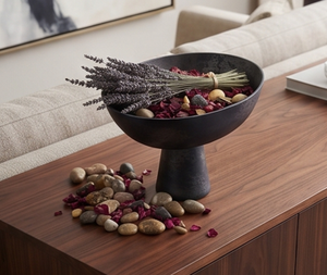 Bol décoratif en métal noir artistique avec forme surélevée idéal pour un style de maison élégant et un accent de décoration de table - Product Image 5