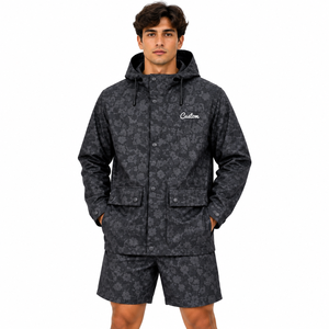Men’s Floral Print Windbreaker <b>Top</b> Manufacturer Jacket Camo Design Lightweight Rainwear Tracksuit Water Resistant And Shorts - Product Image 1