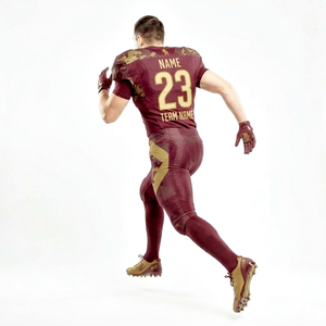 Ensemble d'uniformes de football américain tendance en bordeaux avec couleur beige, disponible en couleurs et tailles personnalisées - Product Image 4