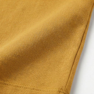 Camiseta Corta Amarillo Mostaza para Mujer, Cuello Redondo, Manga Corta, Color Sólido, Informal, Tejida, 100% Algodón, Corte Regular, para Todas las Temporadas - Product Image 4