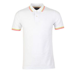 เสื้อโปโลคอปกตัดสีสำหรับผู้ชาย สีเทาอ่อน แต่งขอบสีน้ำเงิน แขนสั้น ผ้าฝ้ายผสม ระบายอากาศได้ดี สวมใส่สบายๆ - Product Image 5