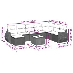 Conjunto de Sofá de Jardín con Reposabrazos Ajustables Grandes en Ratán Sintético Negro, Muebles de Exterior Cómodos - Product Image 3