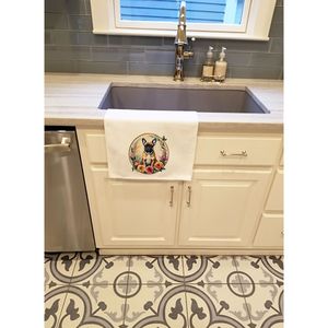 Ensemble de serviettes de cuisine blanches 19x28 "avec 2 torchons 1 main, thé de yoga, fleurs de bouledogue français fauve décoratives - Product Image 2