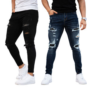 Jeans de Moda Masculina de Lujo, Jeans Vintage Rotos para Hombre, Pantalones de Mezclilla Apilados de Alta Calidad, Jeans Vaqueros Elásticos - Product Image 2