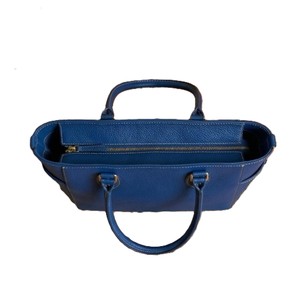 Royaa Genuine Cobalt Blue Leather Tote Bag Structured Top Handle Water Resistant Luxury Casual Handbags Work Purse Moroccan - Product Image 4