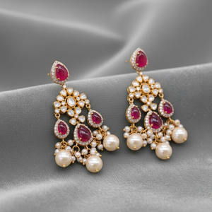 Anillo de Compromiso con Rubí Polki y Moissanita Natural de Jessica Creation, Plata de Ley 925 con Baño de Rodio, Certificado por Terceros - Product Image 3