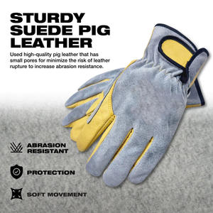 Gants de travail pour chauffeurs en cuir de mouton grainé, anti-vibrations, durables, avec sangle, confortables et résistants à l'abrasion - Product Image 6