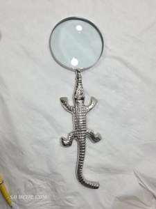 Silver Crocodile Magnifying Glass Handheld Animal Handle Magnifier Vintage Desktop <b>Decor</b> Luxury Gift Metal Craft Handicraft - Product Image 5
