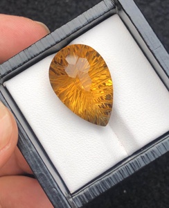 Citrine naturelle couleur miel, forme poire, facettée en nid d'abeille, pierre précieuse en vrac, clarté loupe - Product Image 2