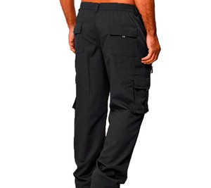 Men <b>Cargo</b> <b>Pants</b> Midweight Polyester/Cotton Elastic Waist Multiple Pockets Casual <b>Work</b> <b>Pants</b> Tan Color Breathable Canvas Fabric - Product Image 2