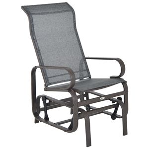 Sedia a dondolo Pe per patio, grigia, con braccioli scorrevoli e struttura leggera - Product Image 1