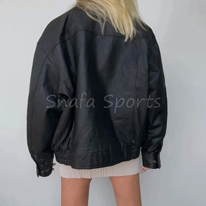 Chaquetas de cuero negras para mujer, estilo oversized, transpirables, para otoño y primavera, en oferta. - Product Image 6