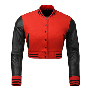 Women Cropped Bomber <b>Jacket</b> Streetwear Varsity Coat Custom Embroidery Supplier USA - Product Image 1
