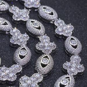 Moissanite Clover Link Necklace <b>Iced</b> <b>Out</b> Hip Hop Statement <b>Chain</b> Luxury Diamond Look Necklace for Men - Product Image 6