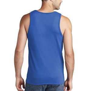 Débardeur sans manches bleu uni pour homme, col rond, tissé 100% polyester, écologique, vêtements décontractés - Product Image 3