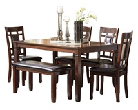 Ensemble moderne 6 pièces pour maison et restaurant Petite table à manger rectangulaire et chaises confortables en bois massif pour hôtel et cuisine