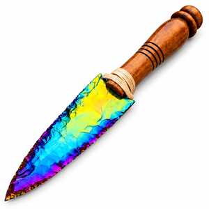 Cuchillo Decorativo de Cristal Obsidiana Aura de Titanio Premium con Mango de Madera para Decoración de Altar Metafísico - Product Image 4