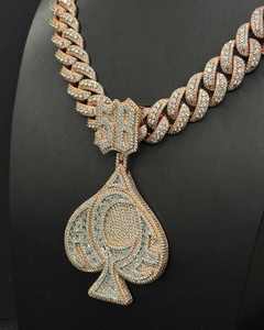 Custom 925 Silver Hip Hop Charm Pendant Fashion <b>Playing</b> <b>Card</b> Spade with VVS Moissanite Bling Bling Heart Necklace - Product Image 3