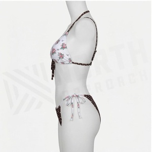Conjunto de bikini con estampado floral y parte inferior con lazo y estampado de lunares, traje de baño para mujer - Product Image 3