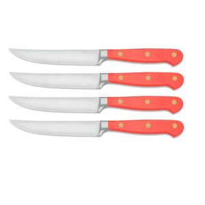 Ensemble de 4 couteaux à steak classiques à manche noir avec lames en acier inoxydable à bord lisse pour la restauration, le service de table et la cuisine à domicile - Product Image 1