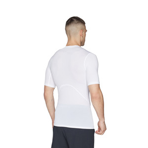 T-shirts de sport pour hommes, coupe ajustée, manches courtes, logo personnalisé sur le devant, tissu respirant et écologique en spandex/polyester, vente en gros - Product Image 3