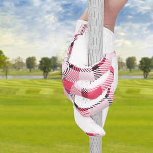 Guantes de Golf de Alta Calidad al por Mayor, Guantes Deportivos de Microfibra con Diseño a Cuadros Rosas, Antideslizantes, para Mano Derecha - Product Image 5