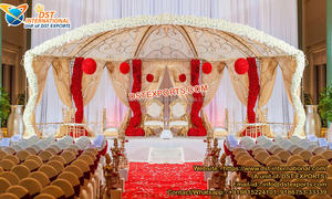 Mandap de Metal para interiores de boda único, vela moderna Chuppah, encendido de cristal, configuración moderna, decoración asiática de boda - Product Image 3