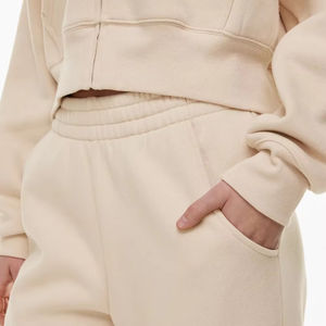 Fashion Velvet Hooded Heavyweight Solid <b>Crop</b> <b>Top</b> Long Flare Pants 2-Piece Sweat Jogger Streetwear Eco-Friendly Tracksuit Women - Product Image 6