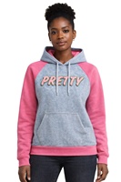 Sudadera con Capucha de Manga Raglán de Mezclilla Estampada Personalizada para Mujer, Ropa de Invierno para Hermandades Griegas, Insignia Frontal, Tela de Forro Polar, Rosa y Verde