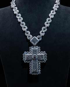 จี้เงินแท้ 925 รูปกางเขนประดับเพชรโมอิสซาไนต์ทรงกลมแบบฮิปฮอป - Product Image 2