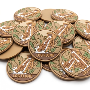 Badge rond en PVC souple 3D en caoutchouc, motif Station de pompage d'eau, pour sac à dos, veste, casquette, uniforme, directement du fabricant - Product Image 2