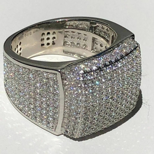 Iced Out Moissanite Diamond <b>Pinky</b> <b>Ring</b> Men's Wedding Anniversary Gifts Him 925 Sterling <b>Silver</b> Gold Plated Hip Hop Style Jewelry - Product Image 2