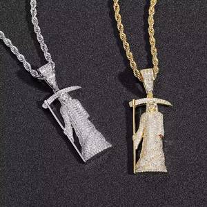 Colgante Iced Out de Moissanita con Corte Redondo de Grim Reaper, Estilo Hip Hop, para Uso Diario Unisex - Product Image 2